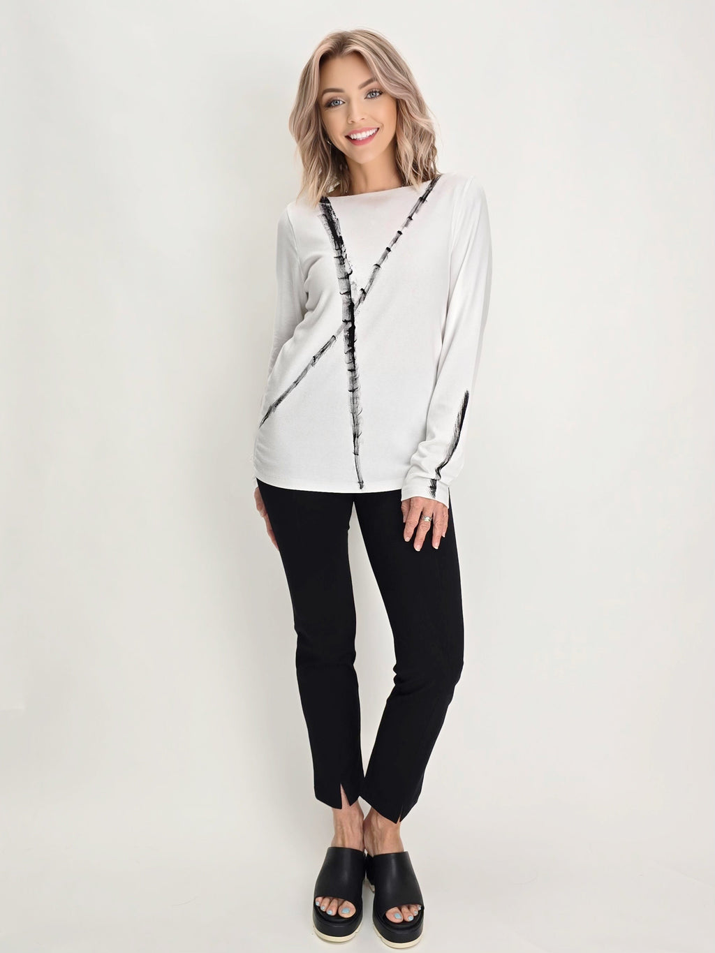 Narenee Designs- L/S White Painted Top