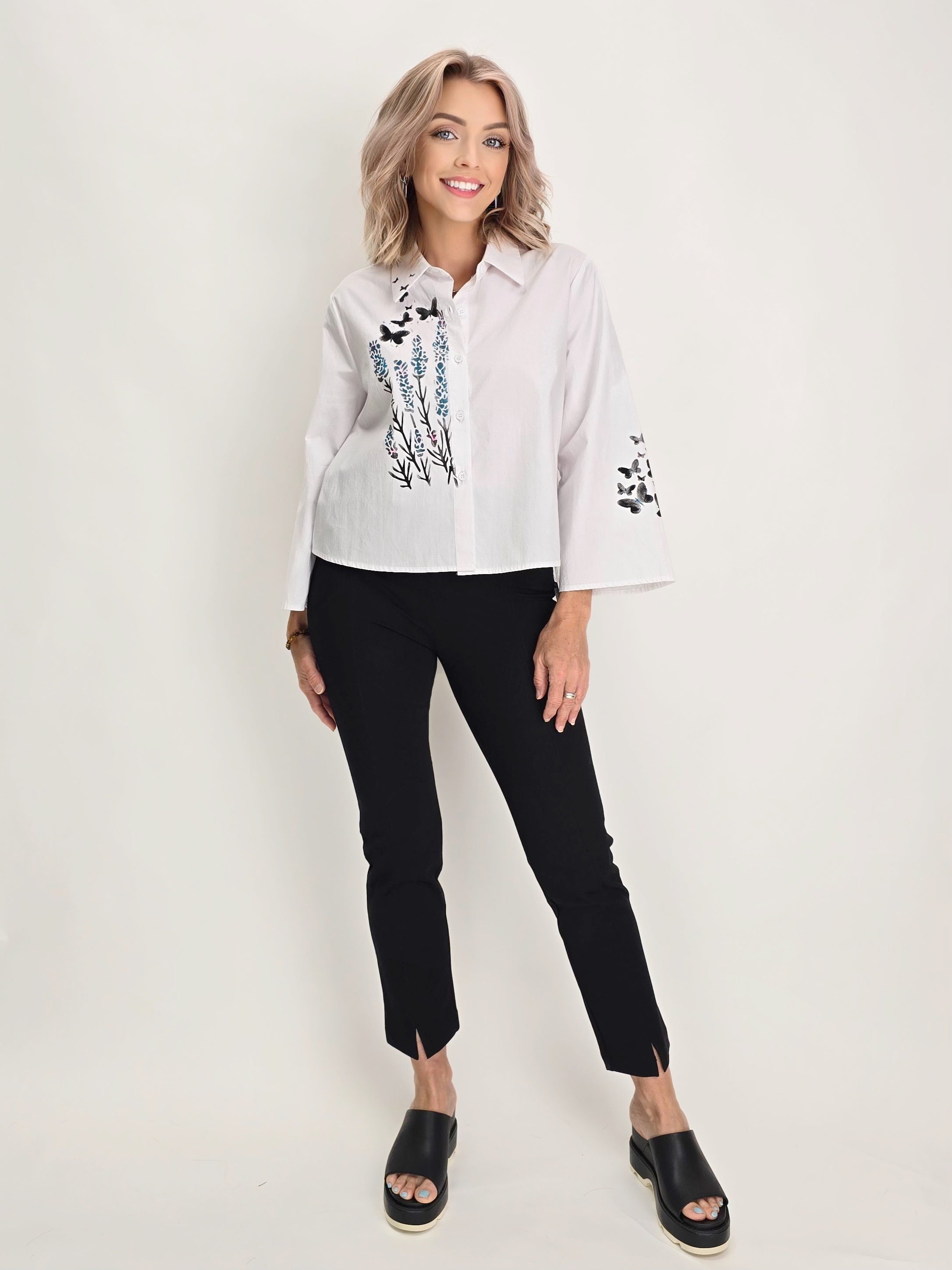 Narenee Designs-Hand Painted White Shirt