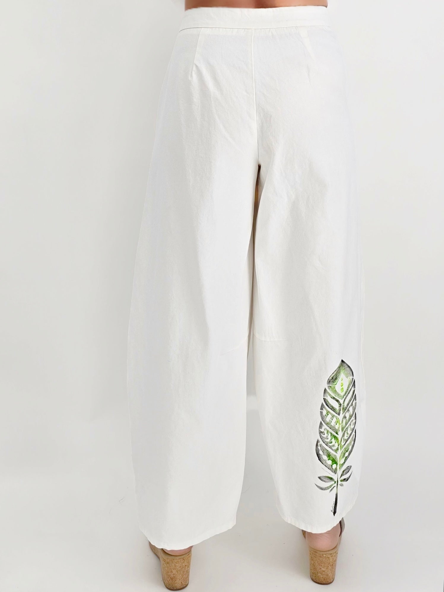 Narenee Designs- Hand-Painted Linen Barrel Pants