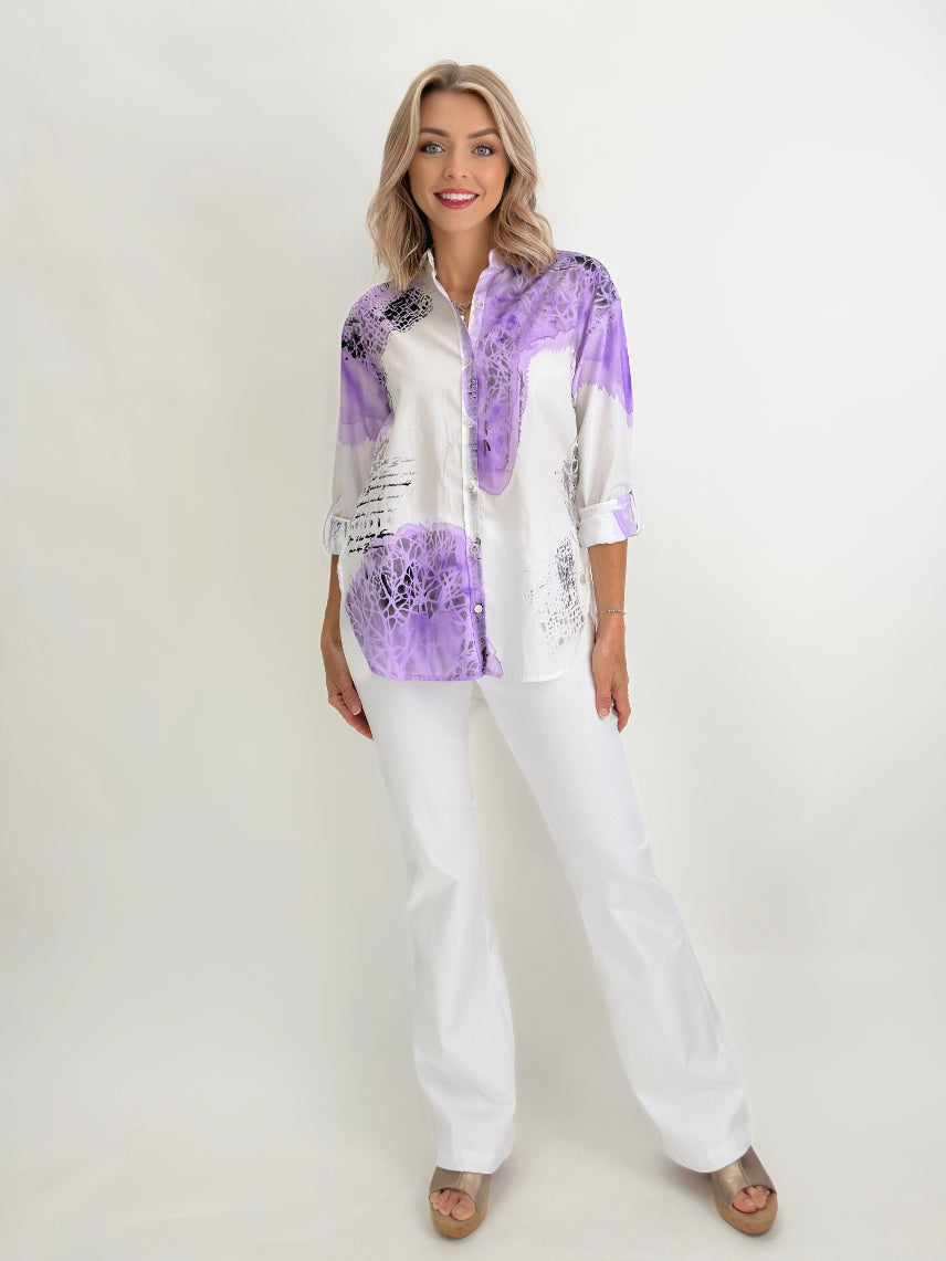 Narenee Designs-Hand Painted White Shirt