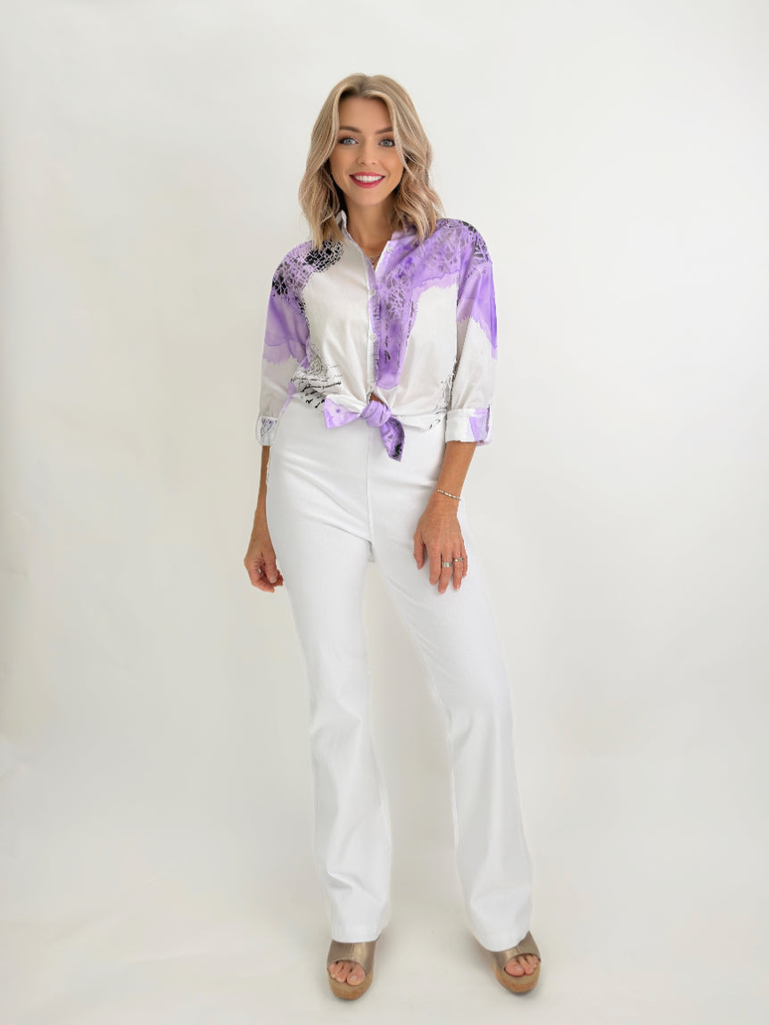 Narenee Designs-Hand Painted White Shirt