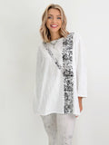 Narenee Designs- L/S White Painted Top