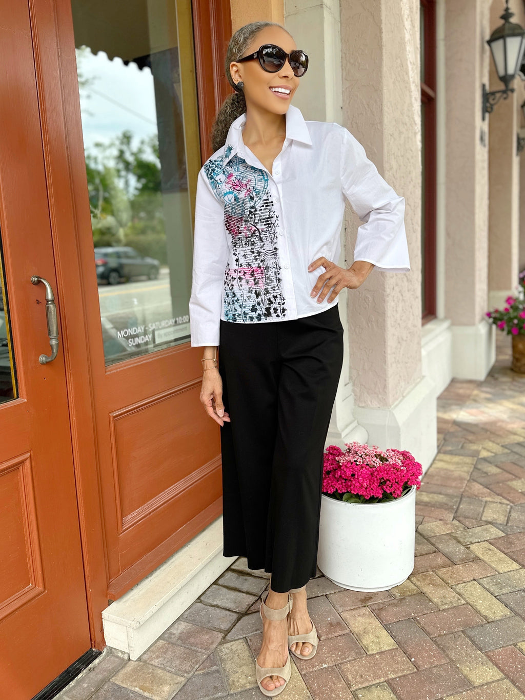 Narenee Designs-Hand Painted White Shirt