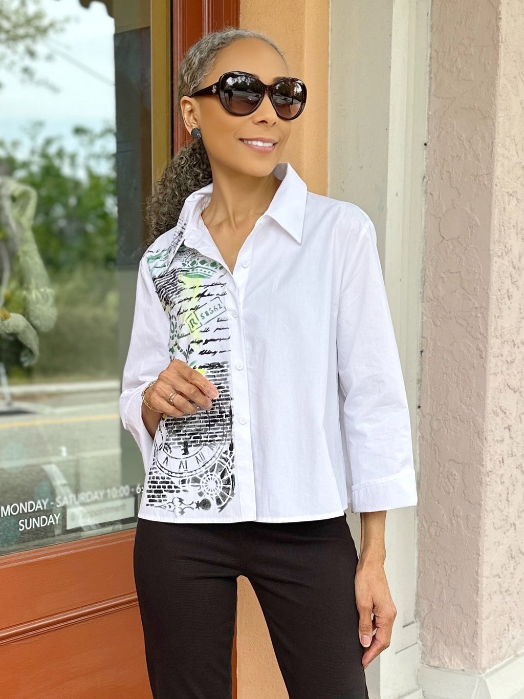 Narenee Designs-Hand Painted White Shirt