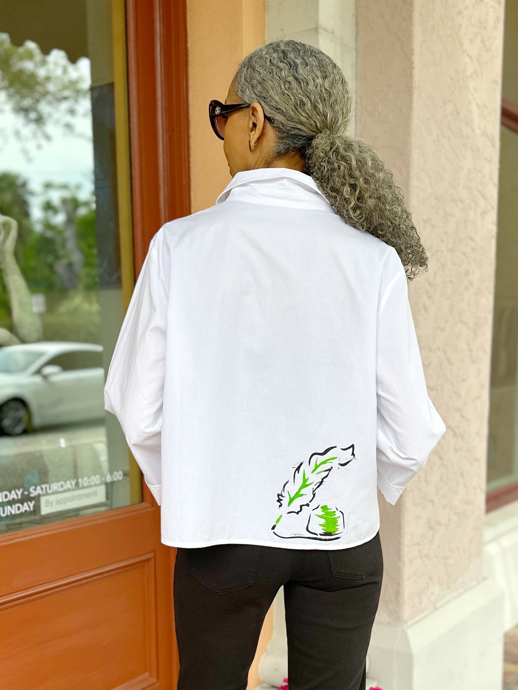 Narenee Designs-Hand Painted White Shirt