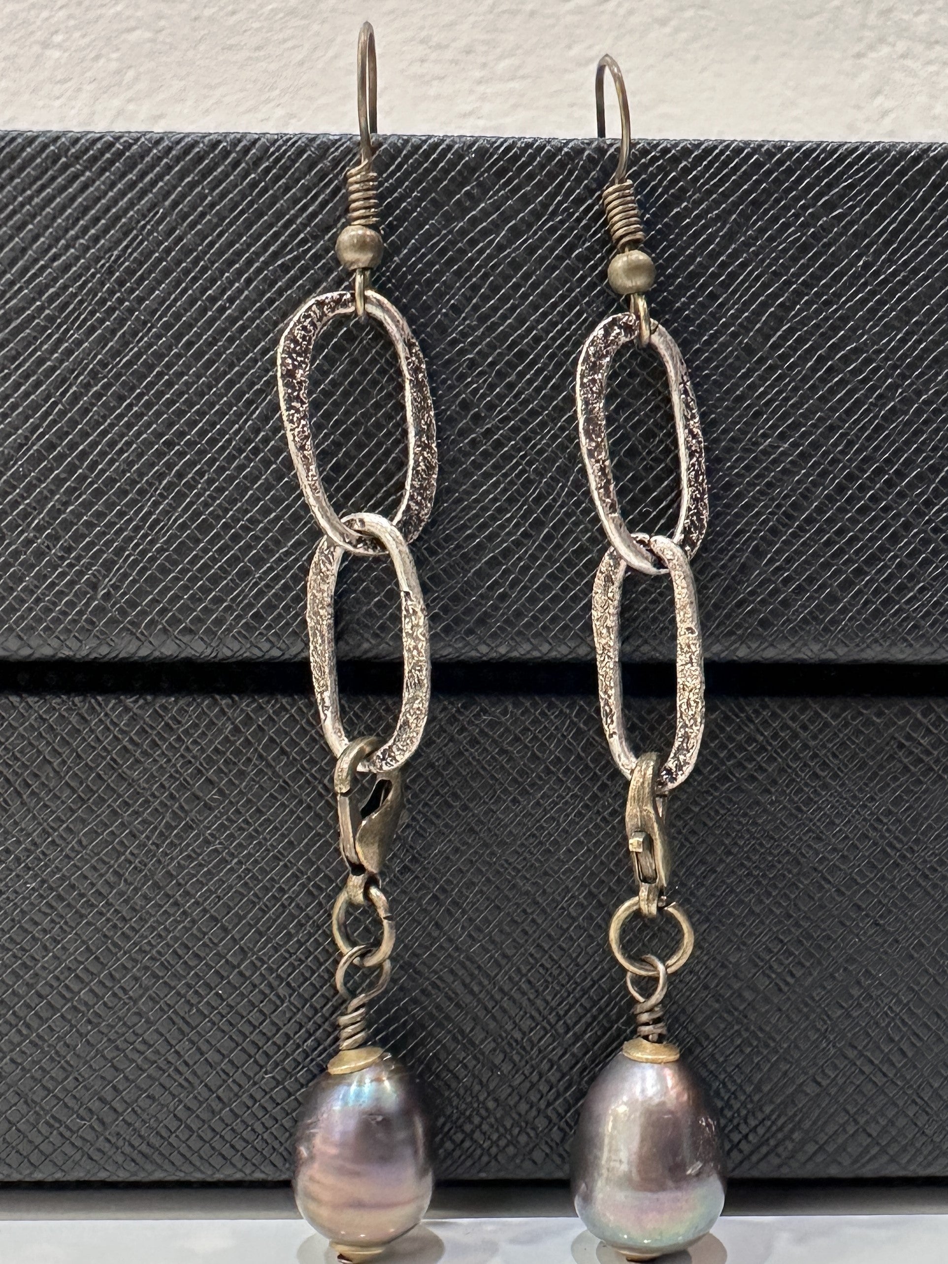 NSerena Jewelry-Link & Pearl Earrings