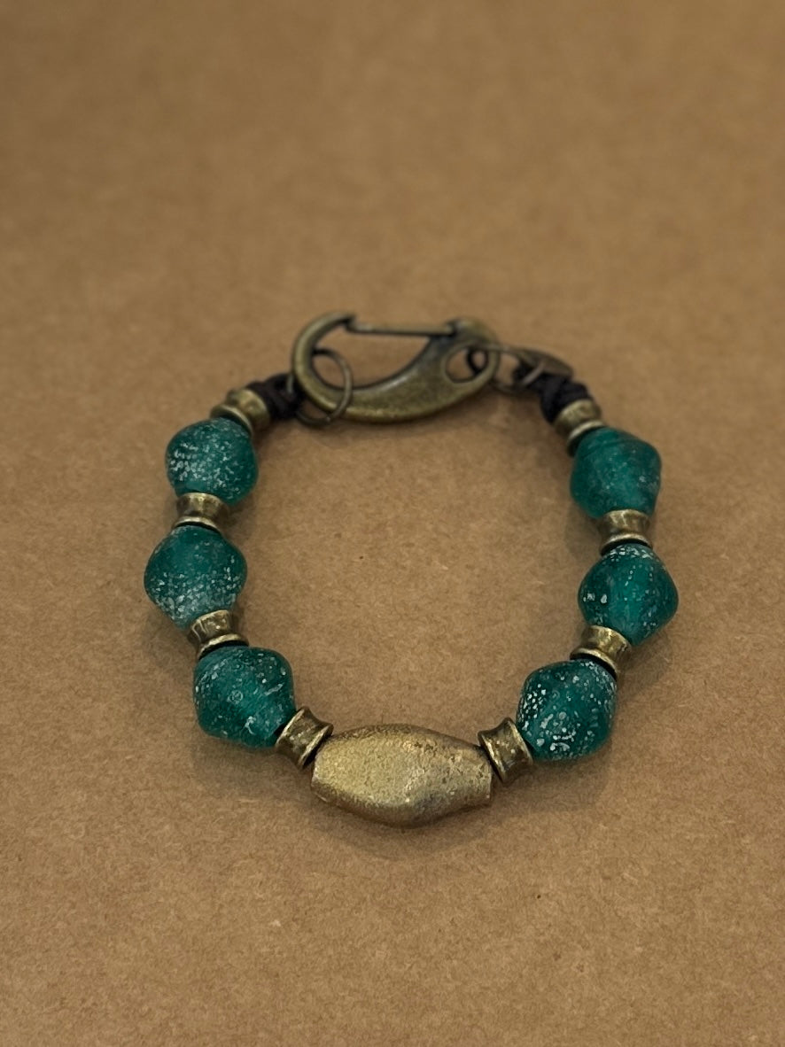 NSerena Jewelry- Teal African Glass Bead Bracelet