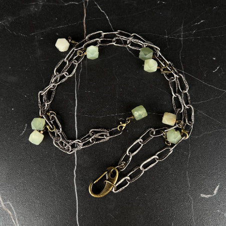 NSerena Jewelry-Hand-cut Aquamarine link Necklace