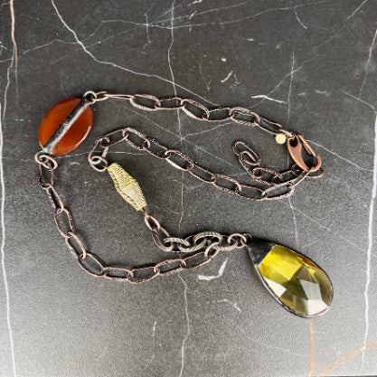 NSerena Jewelry-Crystal Pendant & Carnelian Necklace