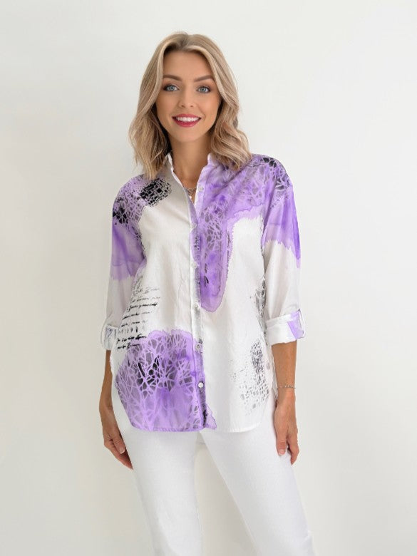 Narenee Designs-Hand Painted White Shirt