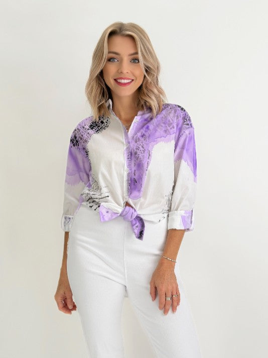 Narenee Designs-Hand Painted White Shirt